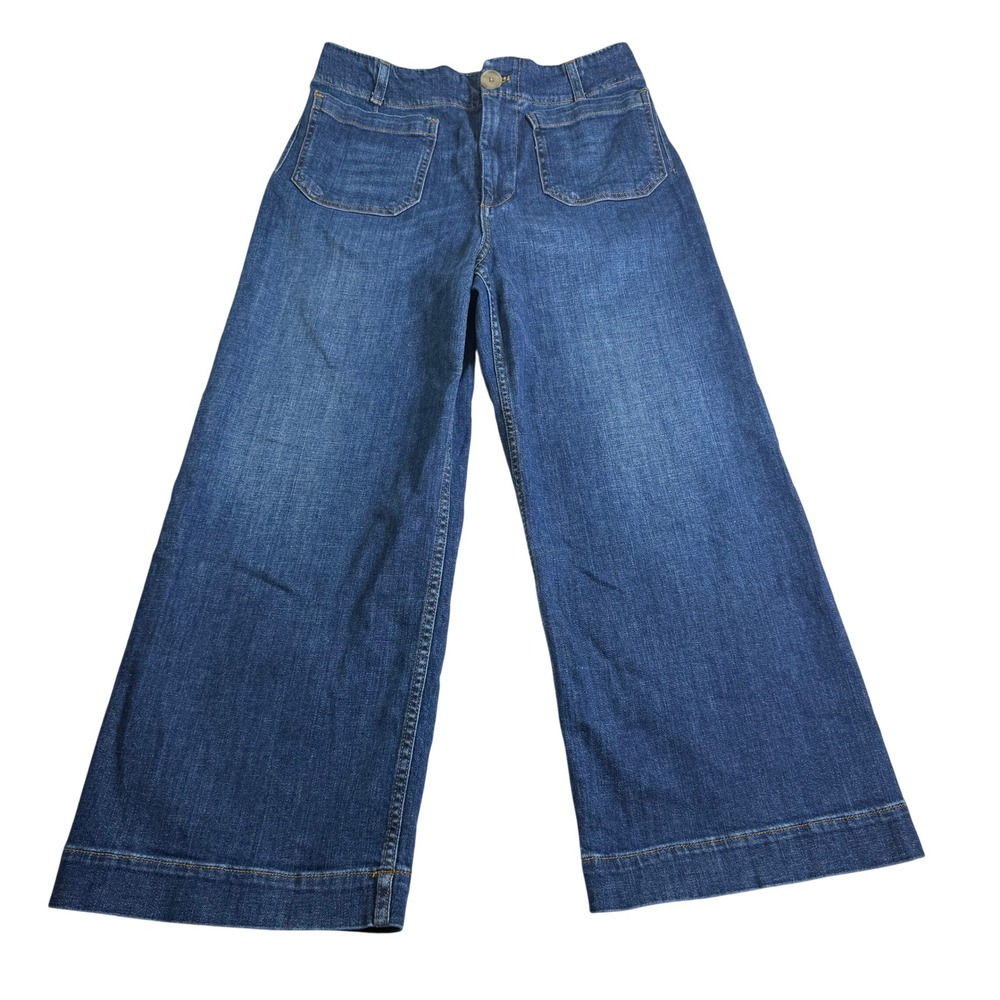 Maeve The Colette Wide Leg Jeans Women 30 Blue Excellent High Rise Patch Pocket - Picture 4 of 8